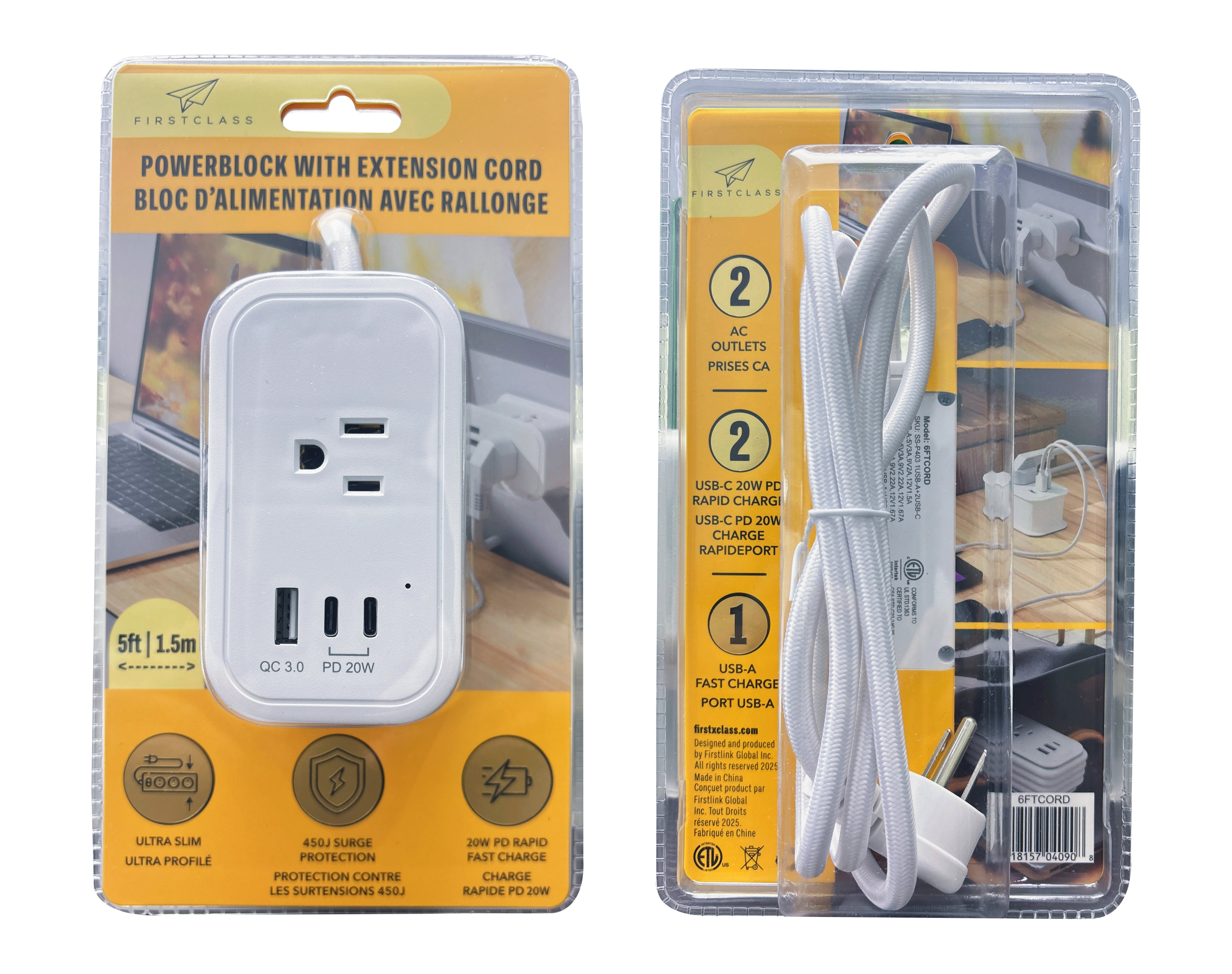 5FT POWERBLOCK WITH EXTENSOIN CORD