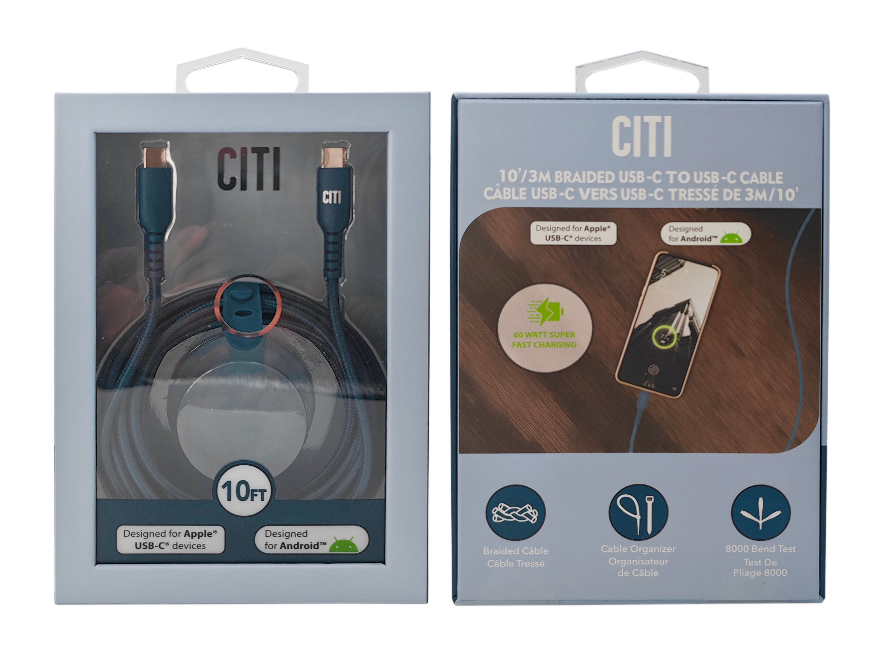 CITI 10Ft USB-C TO USB-C BRAIDED CABLE