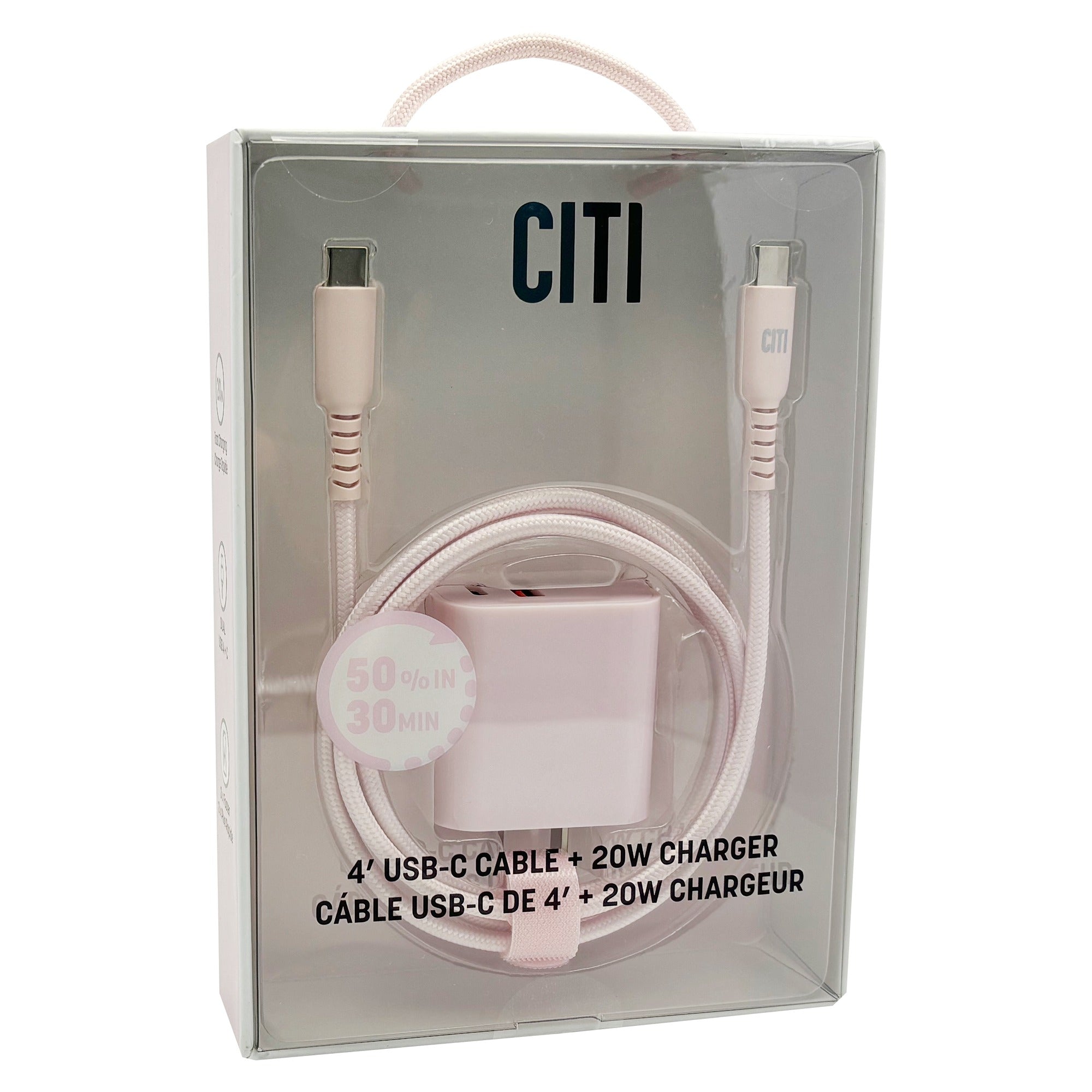 CITI 4FT USBC to USBC cable+Dual USB A+C 20W Wall adaptor