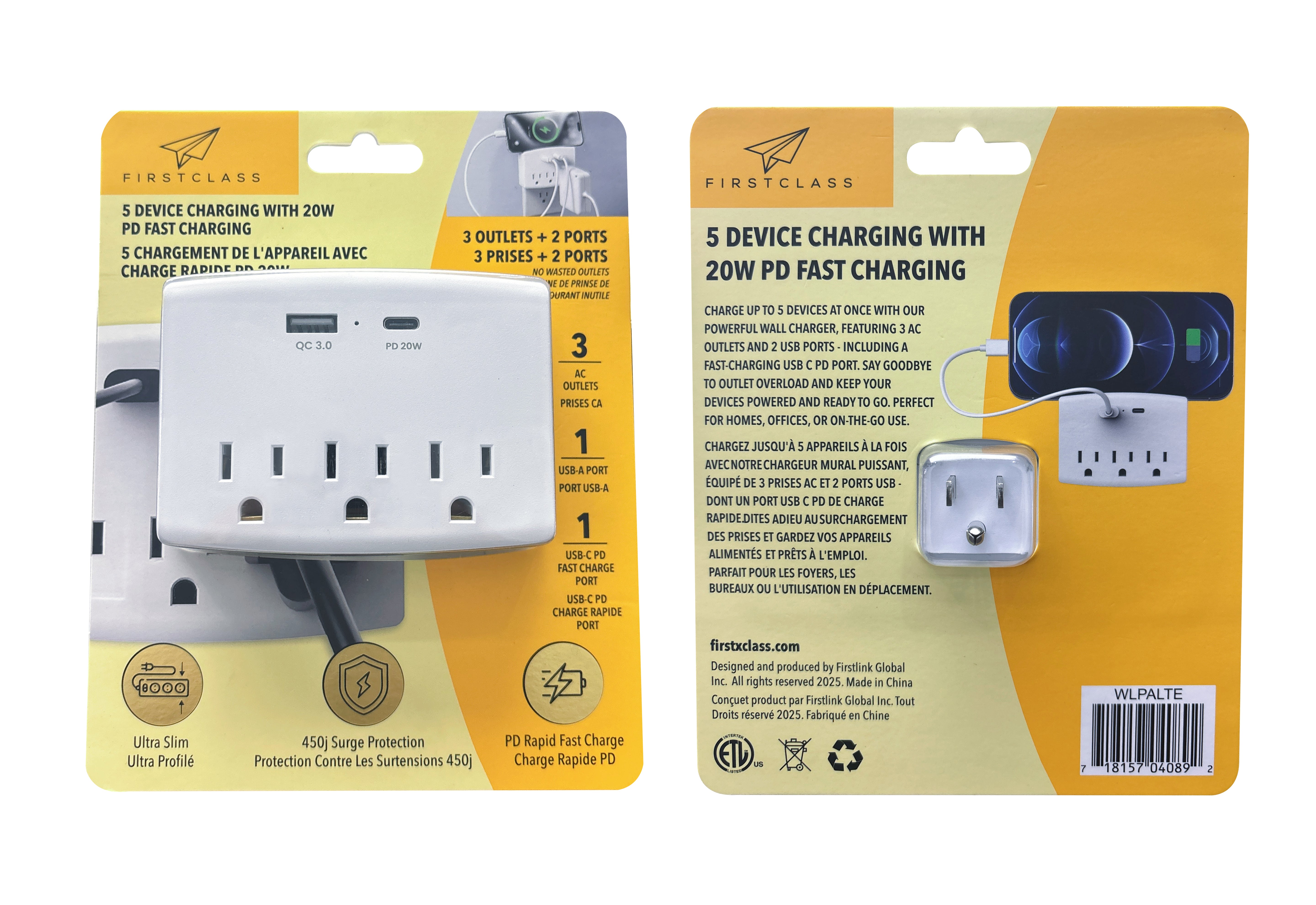 5 DEVICE CHARGING WITH 20W PD FAST CHARGING WALL CHARGER