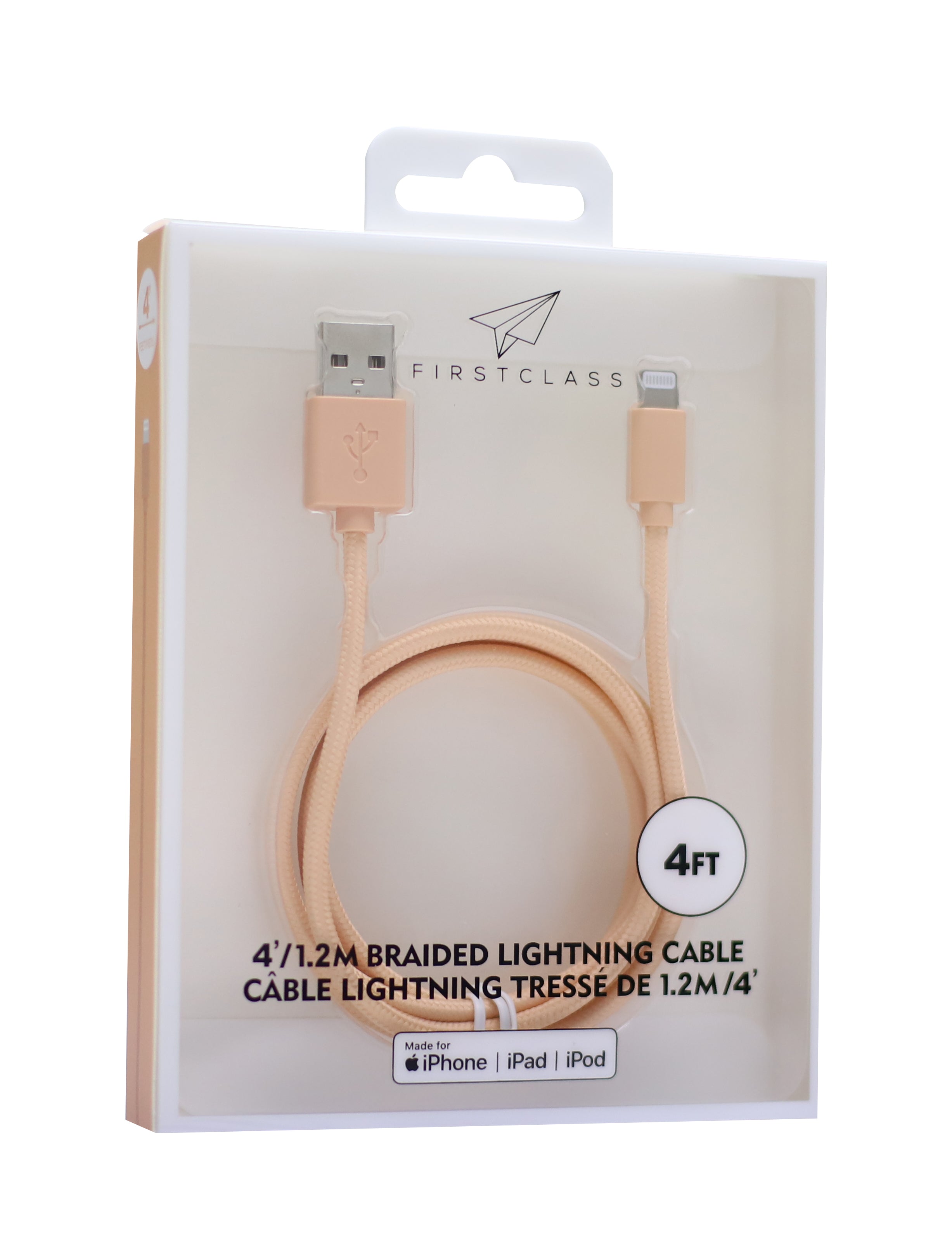 FirstClass 4Ft USB-A to Lightning Braided Cable